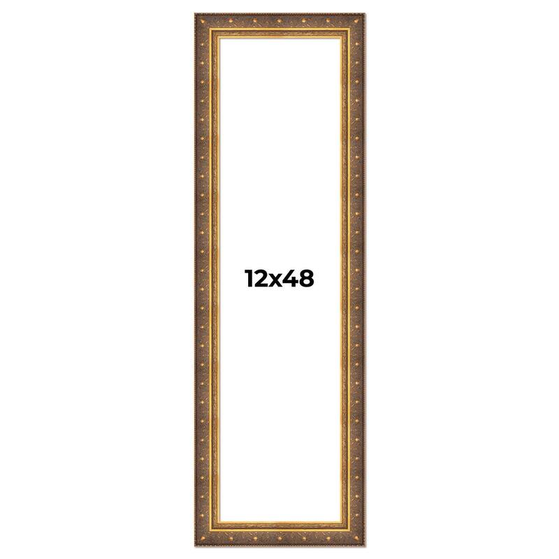 12x48 Frame Gold Real Wood Picture Frame inches Interior Frame Depth 1 inches Museo Bronze Ornate Photo Frame with UV Acrylic