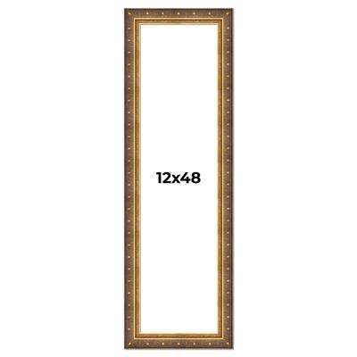 12x48 Frame Gold Real Wood Picture Frame inches Interior Frame Depth 1 inches Museo Bronze Ornate Photo Frame with UV Acrylic