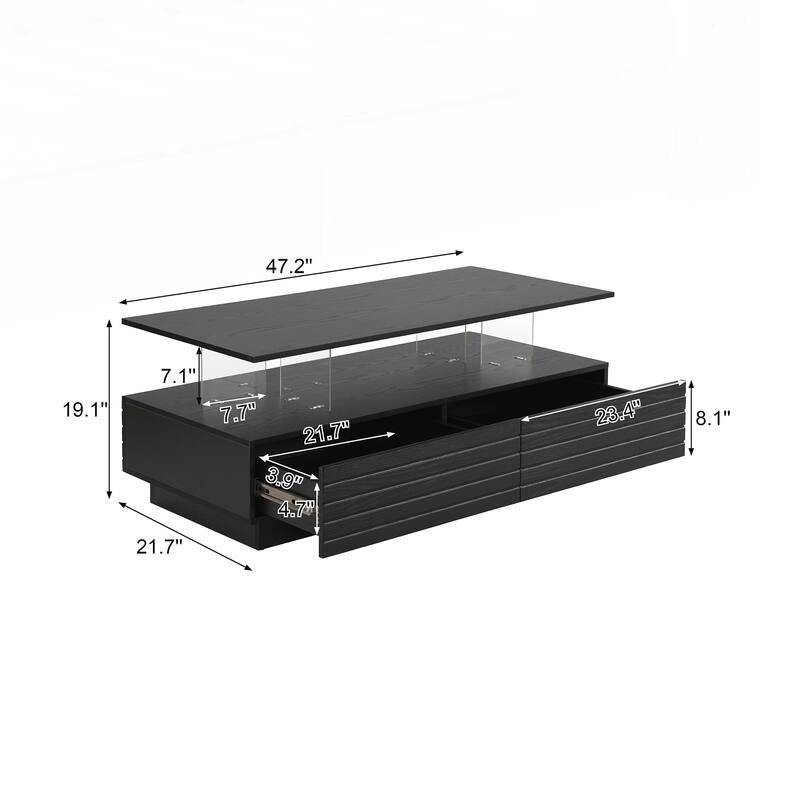 Modern Rectangular LED Lights Coffee Table