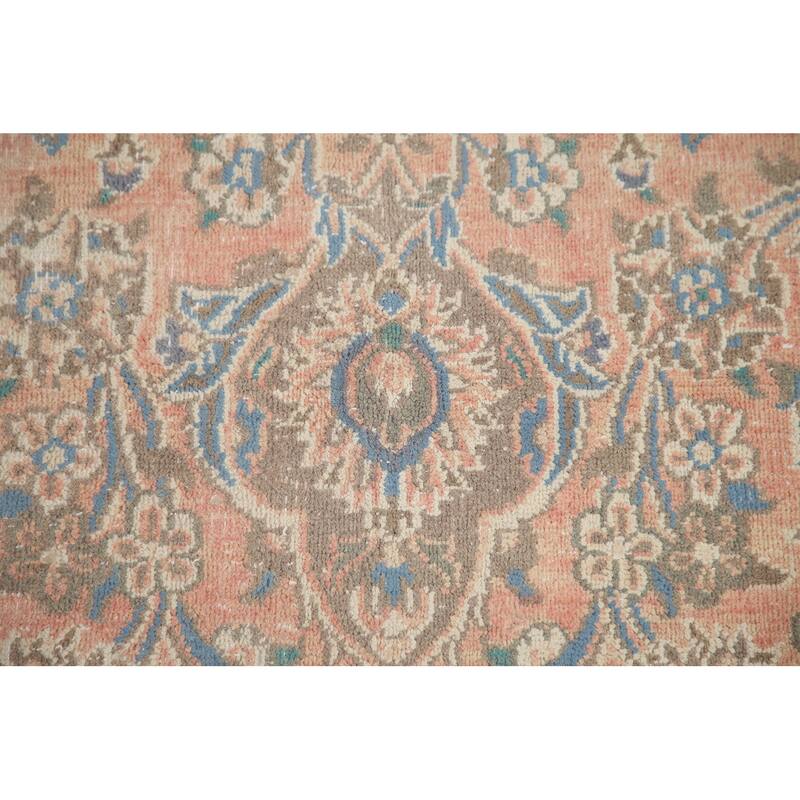 Hand Knotted Oriental 100% Wool Carpet Traditional Floral Pink Mashad Area Rug - 12' 7'' X 9' 6''