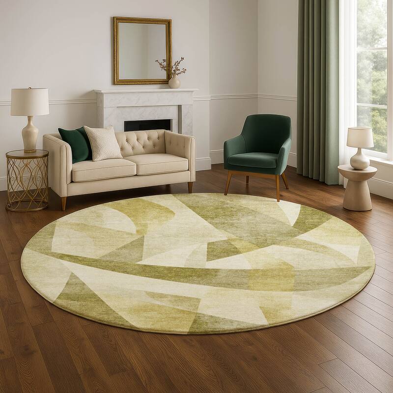 Premium Washable Super Soft Abstract Contemporary Mayfield Rug - 8' x 8' - Cactus