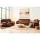 3-Piece Faux Leather Modular Design Power Recliner Sofa Set with USB & USB-C Charging - Light Brown