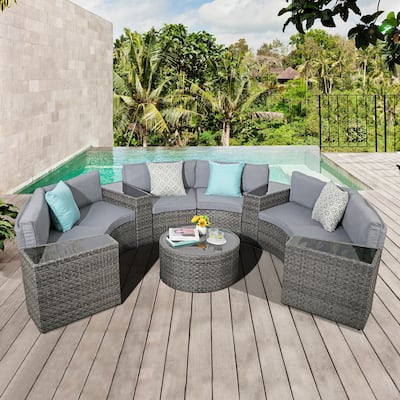 Outdoor 11-Piece Rattan Sofa Sectional Set