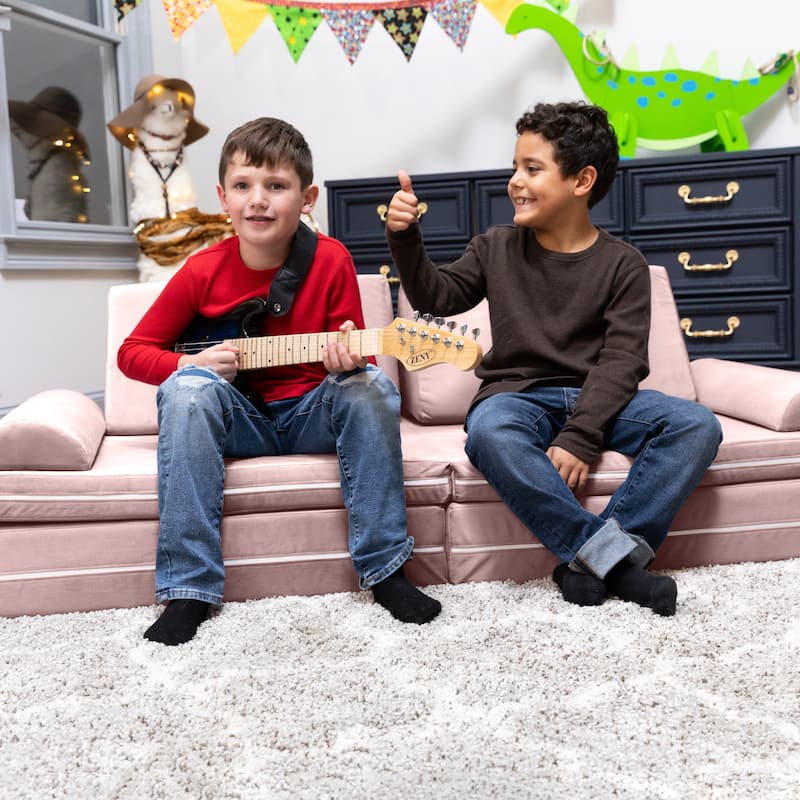 Playscape Deluxe Plush Velvet Kids 6 Piece Modular Couch / Playset