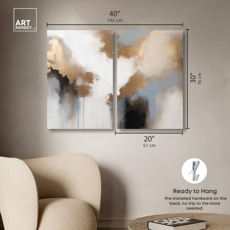 Golden Nebula Canvas Set of 2 by Art Remedy, Gallery Wrapped