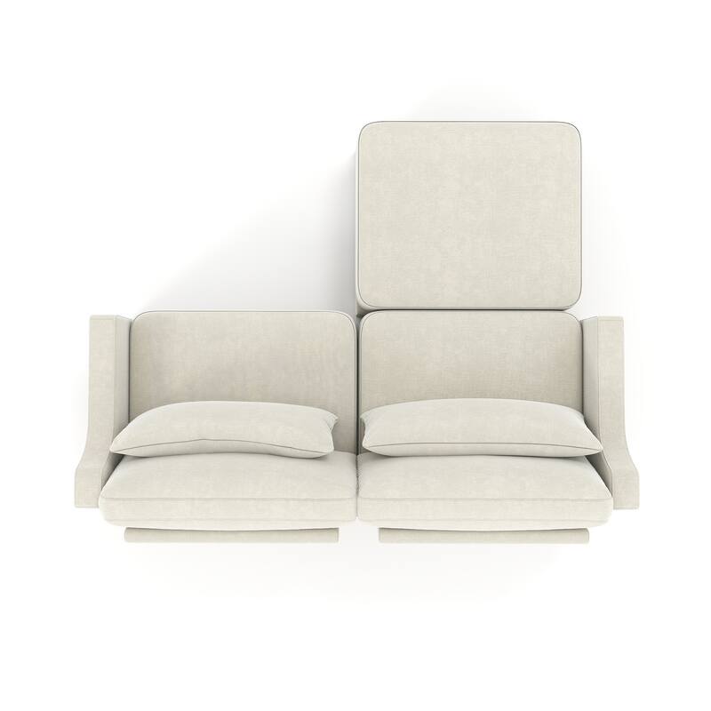 73.2" Chenille 2-Seater Sofa with Ottoman, 2 Pillows & Solid Wood Frame