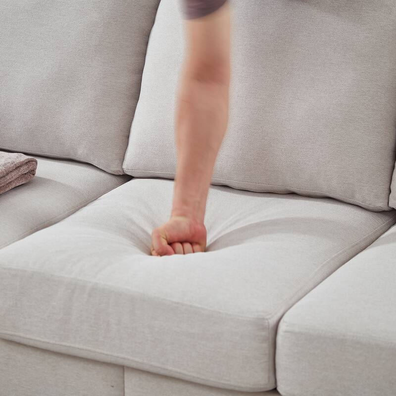 Upholstered Fabric Sofa with Storage, Comfy Oversized Deep Seat Sofa, 3 Seater Sofa with Nailhead Trim & Rolled Armrests