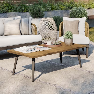 Meadow Outdoor Patio Teak Wood Coffee Table - 23.5" L x 47" W x 15.5" H