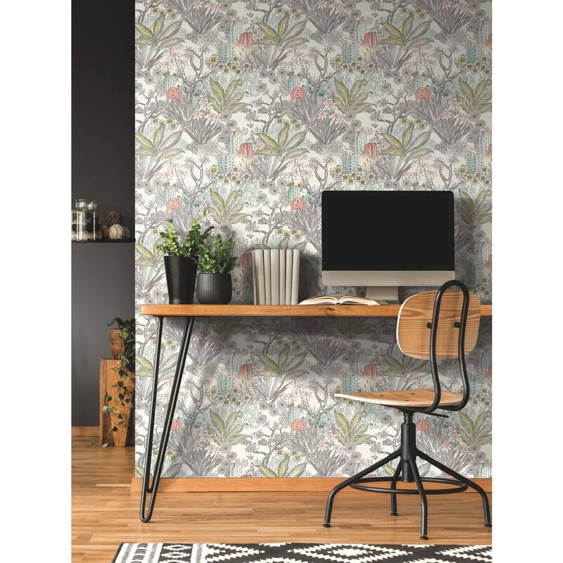 York Wallcoverings Flowering Desert Grey Wallpaper