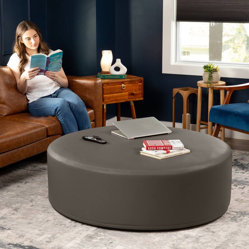 Jaxx Candler Round Couch Ottoman Large Coffee Table & Foot Rest, 44-Inch