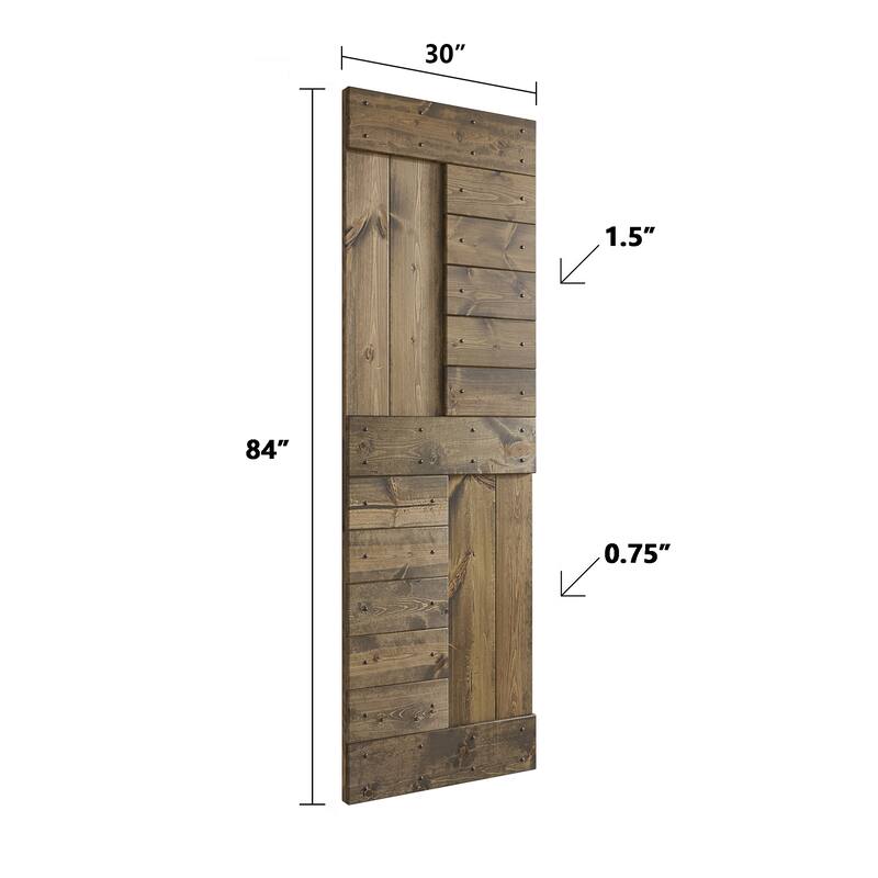 Coast Sequoia 48in/60in/72in/84in x 84in S Series Pine Wood Double Sliding Barn Door With Hardware Kit