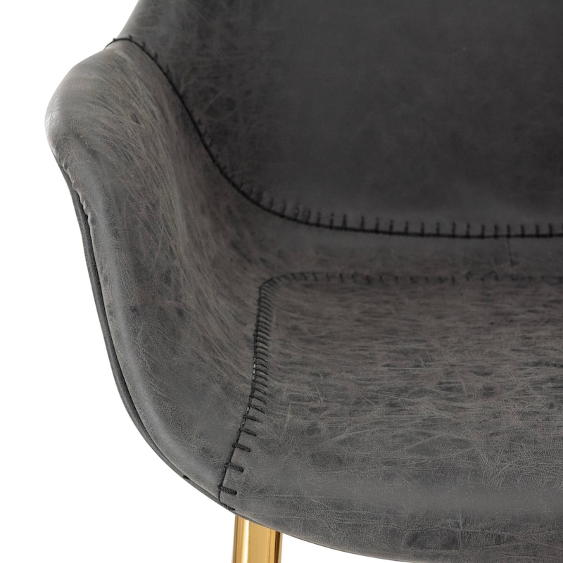 Markley Modern Leather Dining Armchair Set of 4 With Gold Metal Legs Accent Side Chair