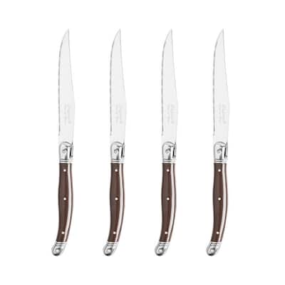 French Home Set of 4 Laguiole Steak Knives, Chocolate Brown