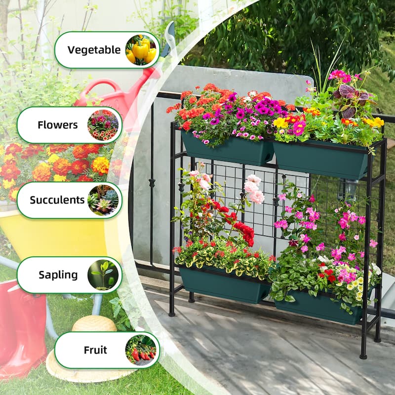Raised Garden Beds Outdoor Elevated Garden Planter Boxes with Trellis and Legs