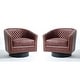 preview thumbnail 36 of 79, 2 Set Tufted PU Vegan Leather Swivel Barrel Chair with Nailheads Trim