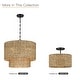 preview thumbnail 7 of 9, 4-Light Natural Rattan Traditional Drum Pendant Light Black Canopy - Black/earthy - 20 in. W