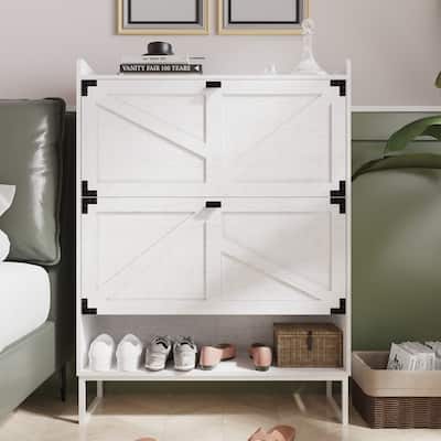 Shoe Cabinet with 2 Flip Drawers Shoe Storage Cabinet for Entryway Freestanding