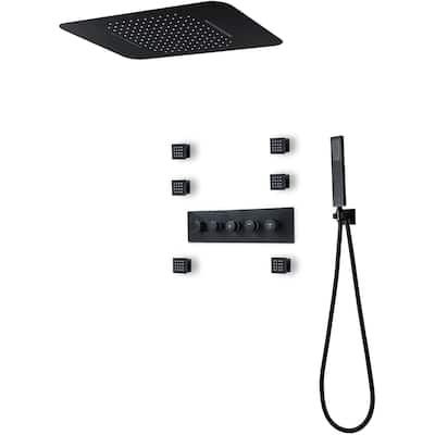 DeerCreek 23" Shower System- LED Music Railfall Waterfall Thermostatic Faucet w/ Jets - MB - Matte Black