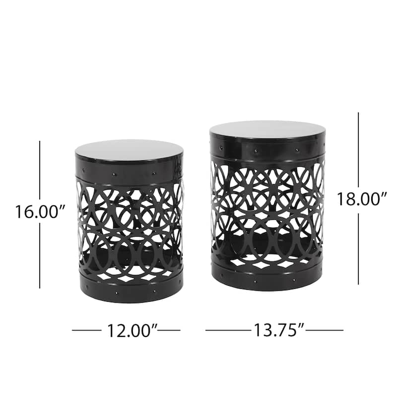 Mellie Outdoor Outdoor Metal Side Tables (Set of 2) by Christopher Knight Home