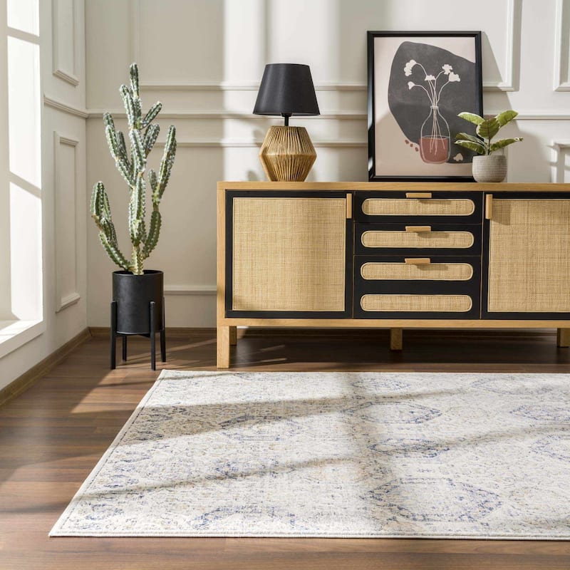 Hauteloom Bluffs Living Room, Bedroom Area Rug - Beige, Denim, Gray - 2' x 2'11"