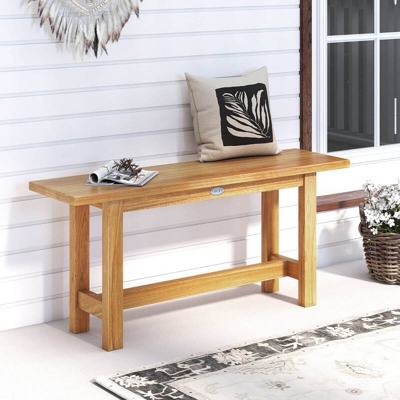 Costway 1/2 PCS Outdoor Teak Wood Bench 2-Person Loveseat Seating for - See Details