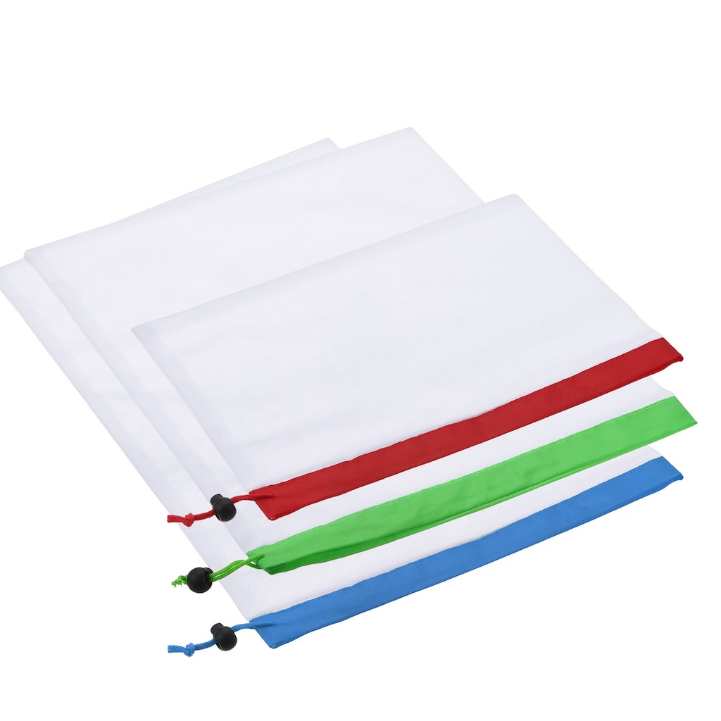 Reusable Produce Bags 15Pcs Vegetables Storage Bags -Blue+Green+Red - Blue+Green+Red