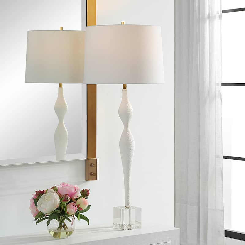 Uttermost Helena Slender White Table Lamp - 36"H,   Shade 10"H x 14"Dia