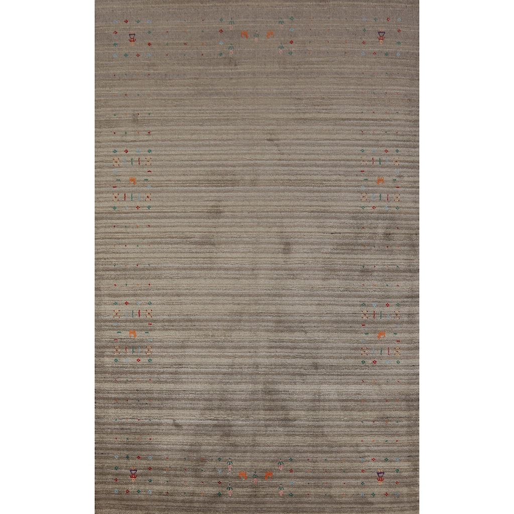 Hand Knotted Oriental 100% Wool Carpet Tribal Tribal Multi-Colored Gabbeh Area Rug - 8' 2'' X 5' 1''