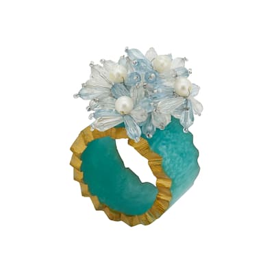 Beaded Petal Delight Resin Napkin Ring (Set of 4)