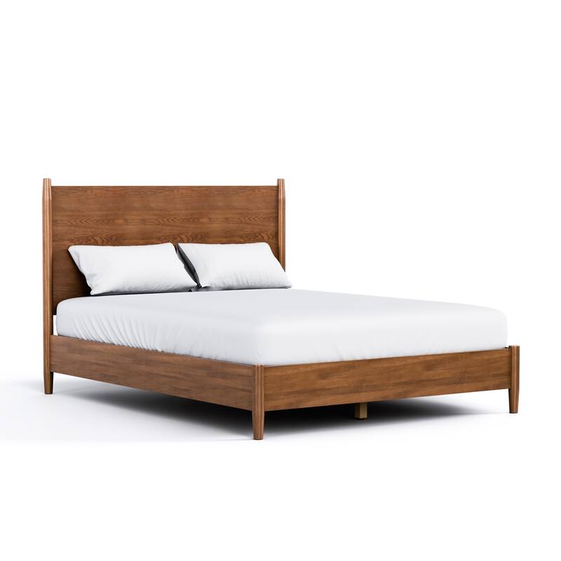 Furniture of America Beau Midcentury Walnut Wood Platform Bed