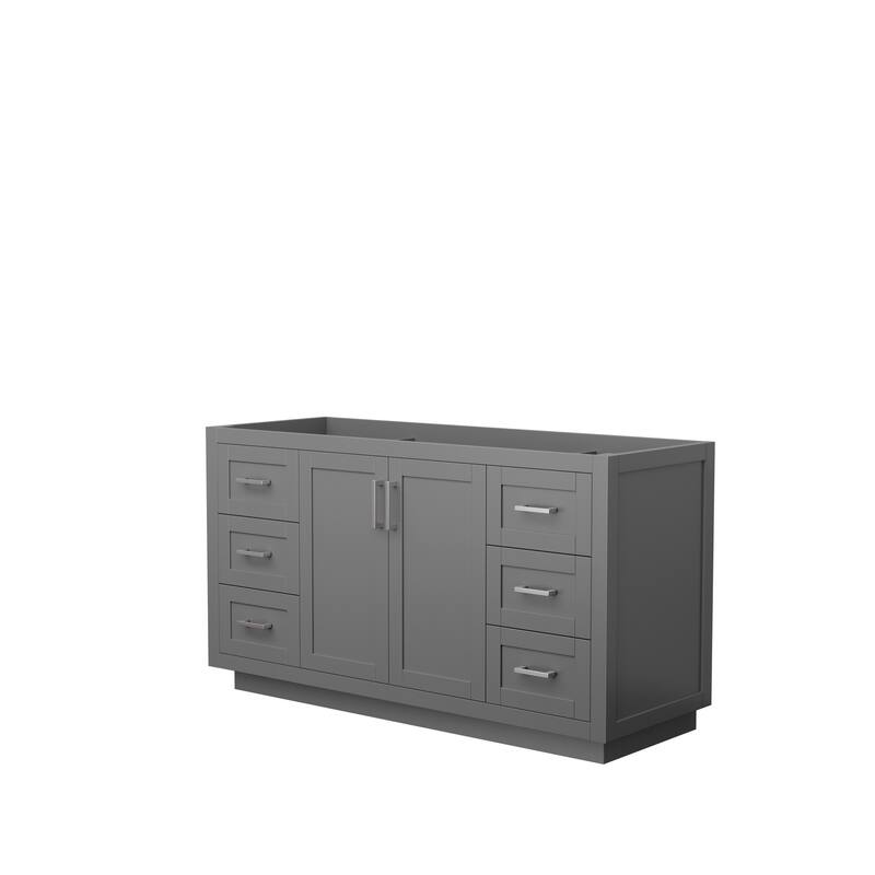 Miranda Single Bathroom Vanity Cabinet, No Mirror - 60-Inch Single - Dark Gray, Brushed Nickel Trim, No Top