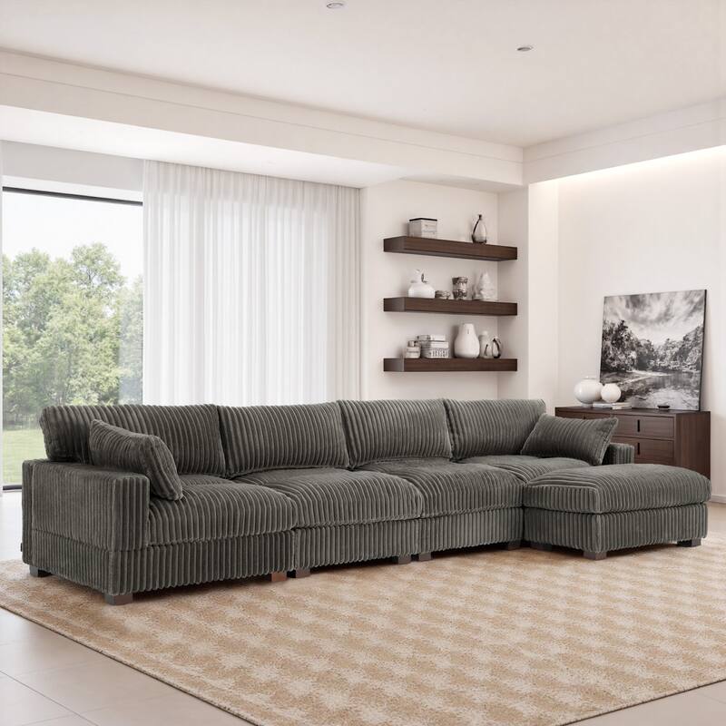 Oversized Plush Modular Sectional Sofa Couch with Ottoman