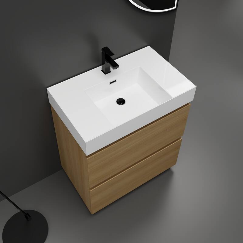 30 in. W x 18 in. D x 35 in. H Single Sink Freestanding Bath Vanity with White Resin Top