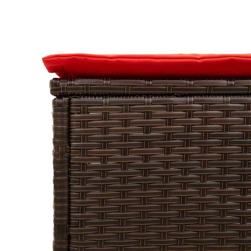 vidaXL Sun Lounger with Table and Cushion Outdoor Poly Rattan Brown/Gray/Black