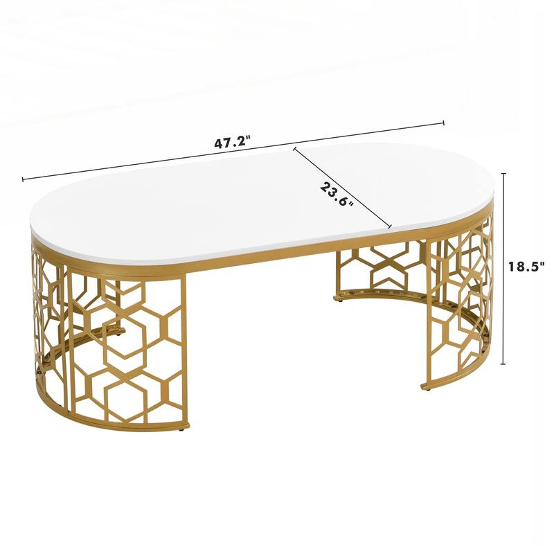 Modern Oval Coffee Table with Cut-Out Pattern