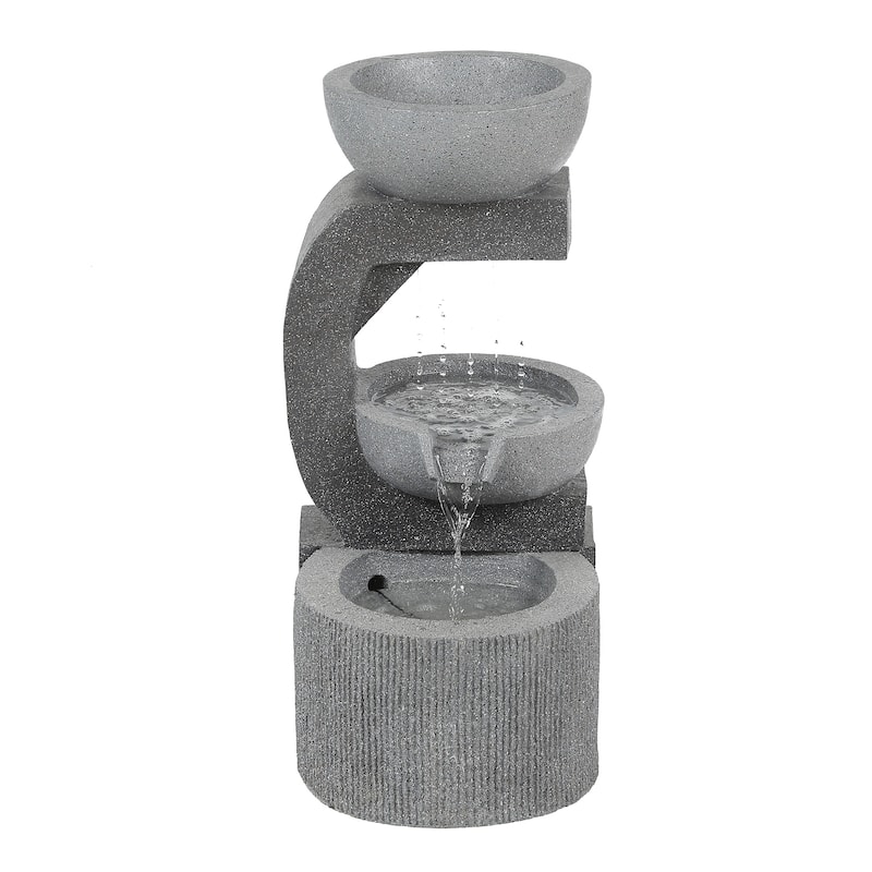 Grey Resin Raining Water Sculpture LED Outdoor Fountain