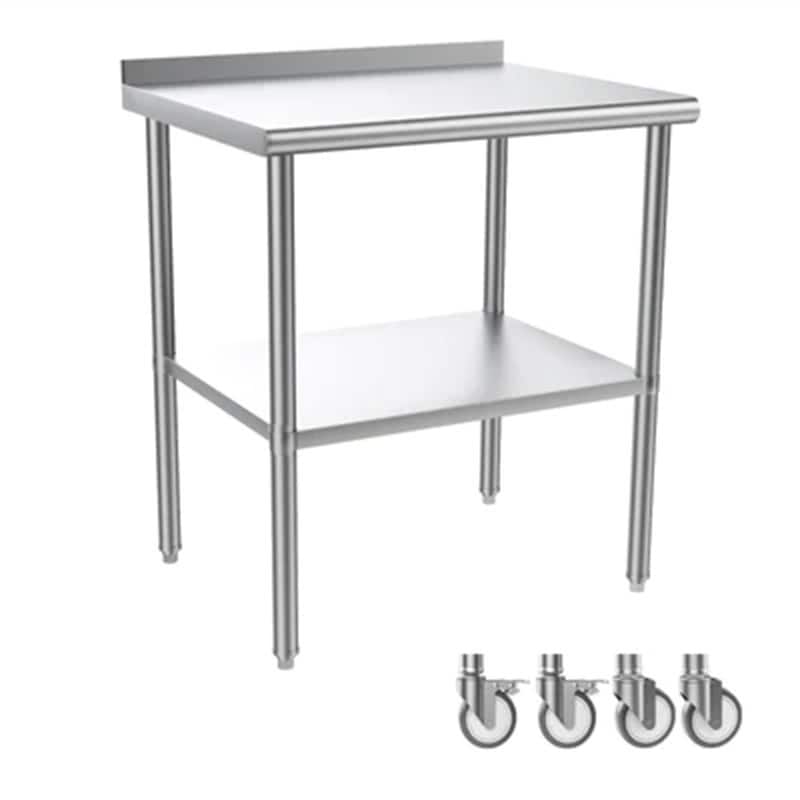 Stainless Steel Table with Backsplash & Undershelf Caster