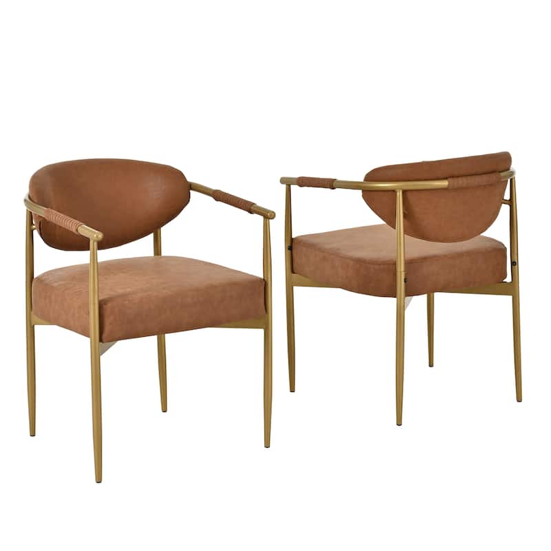 Christopher Knight Home - Thatch Iron-Frame Dining Armchairs with Upholstered Cushion (Set of 2)