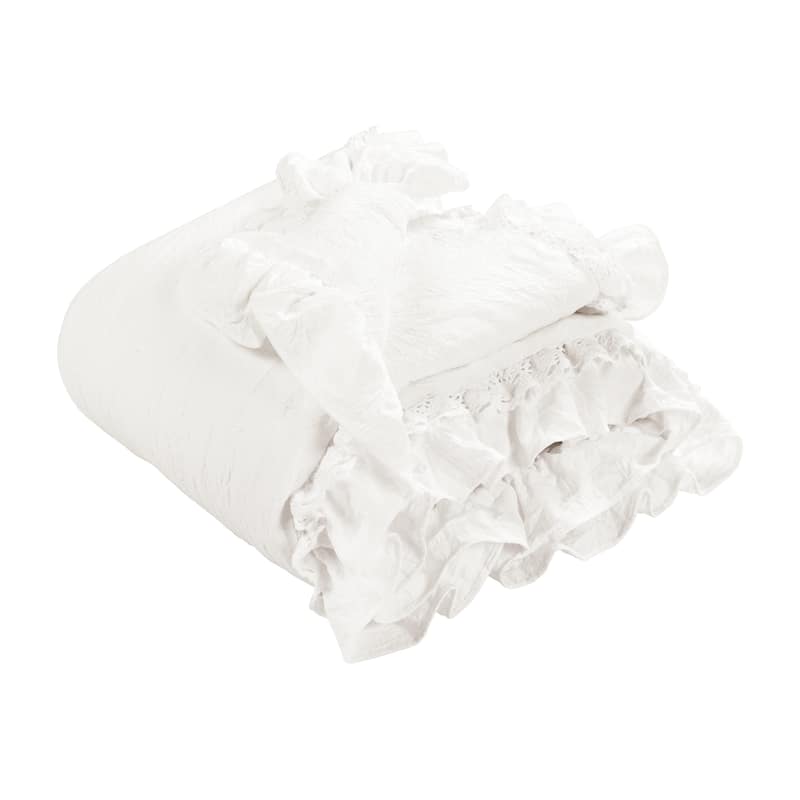 Lush Decor Ella Shabby Chic Ruffle Lace Throw Blanket