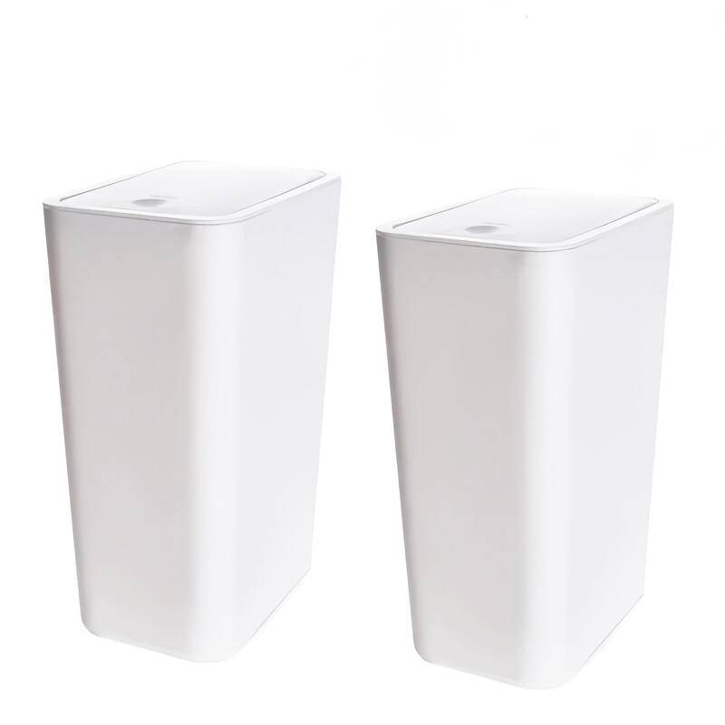 2.6 Gallon Slim Plastic Trash Can with Press Top Lid