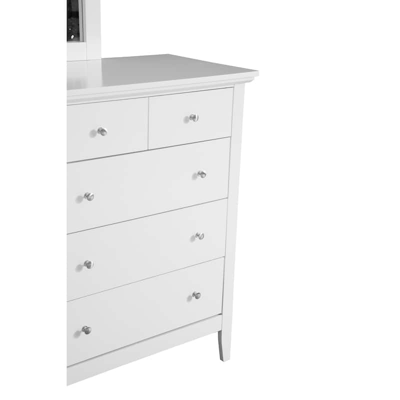 Asian White Double Dresser - 39" Wide Bedroom Storage - Stylish & Functional Dresser