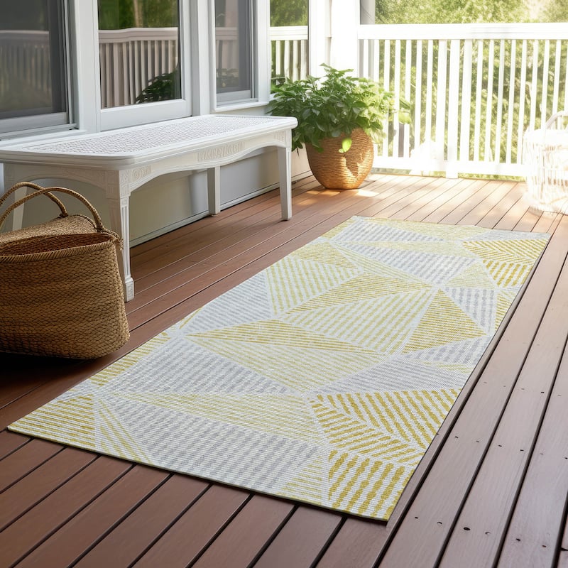 Machine Washable Indoor/ Outdoor Chantille Geometric Mosaic Rug