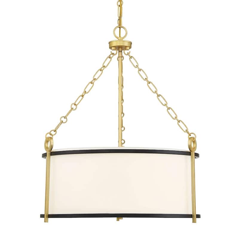 Savoy House 7-1920-3 Kian 3 Light 22" Wide Drum Chandelier - Matte Black / True Gold
