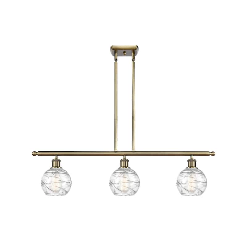 Innovations Lighting 516-3I-9-36 Athens Linear Athens 3 Light 36" Wide - Antique Brass / Clear Deco Swirl