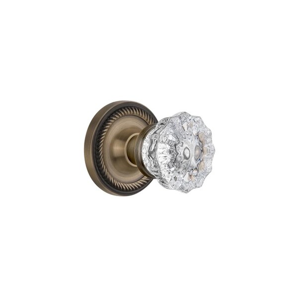 Nostalgic Warehouse ROPCRY_PRV_238_NK Crystal Solid Brass Privacy Knob Set with Rope Rose and 2-3/8" Backset