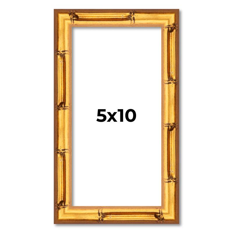 5x10 Frame Gold Bamboo Solid Wood Picture Frame | 1 Inch Moulding