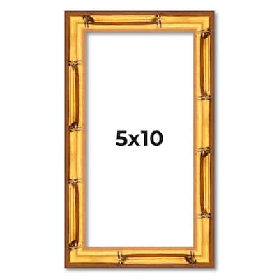 5x10 Frame Gold Bamboo Solid Wood Picture Frame | 1 Inch Moulding