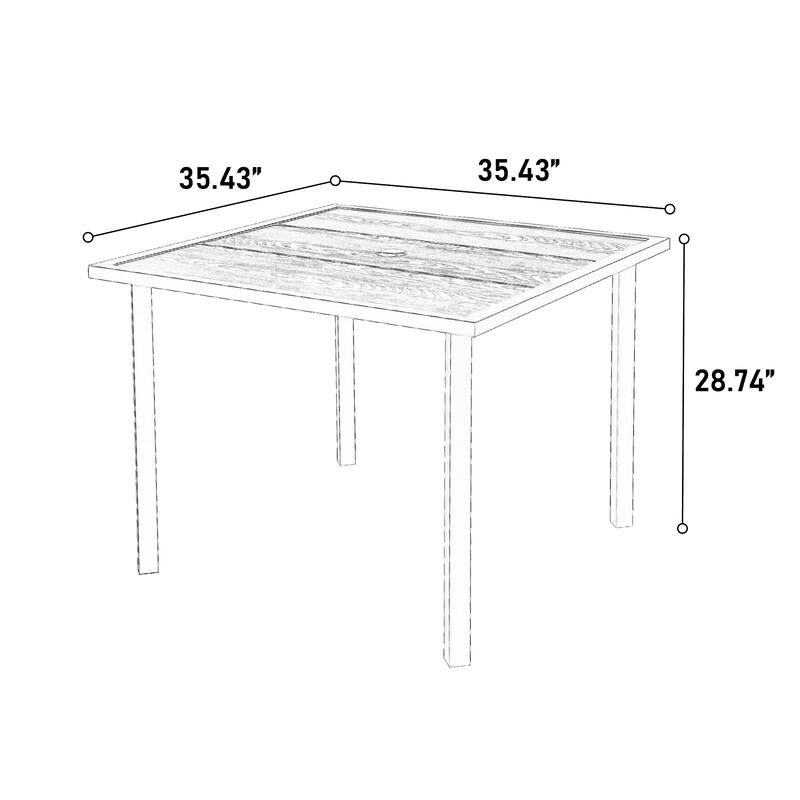 Patio Dining Set 5-Piece Wicker Outdoor Table and Chairs with Square Steel Tabletop Patio Table and Chairs Set