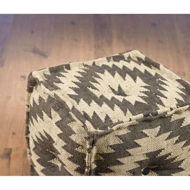 Aa Importing 48848 Black And White Chevron Pattern Pouf - 17 X 16 X 17 inches
