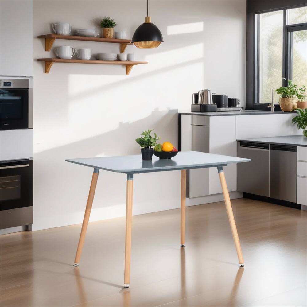 Modern Rectangular Dining Table with Beech Wood Legs - N/A